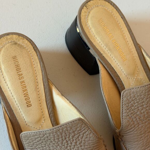Nicholas Kirkwood Beya Mule Size 37 EU - Neutral Beige Leather Pointed Toe Slide - Picture 9 of 12